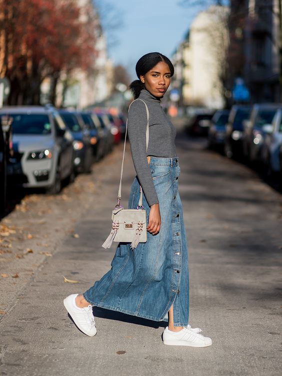 look élégant avec jupe en jean