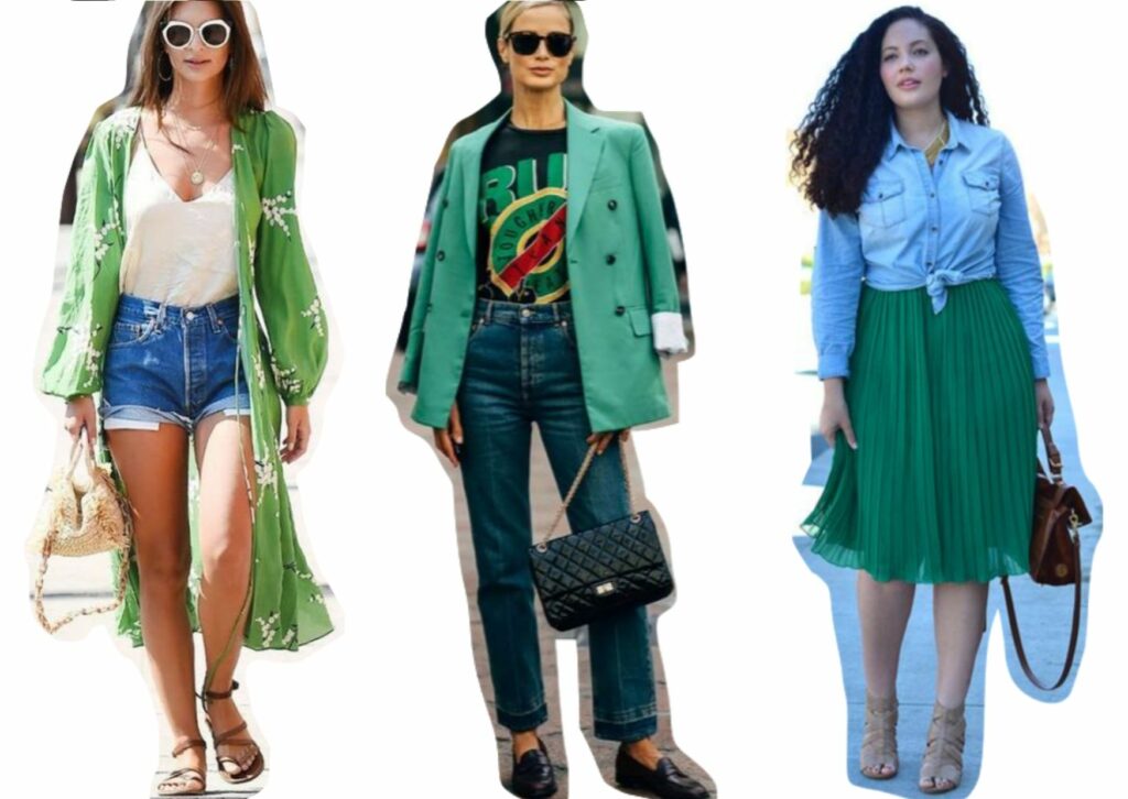 idee look femme avec la couleur verte